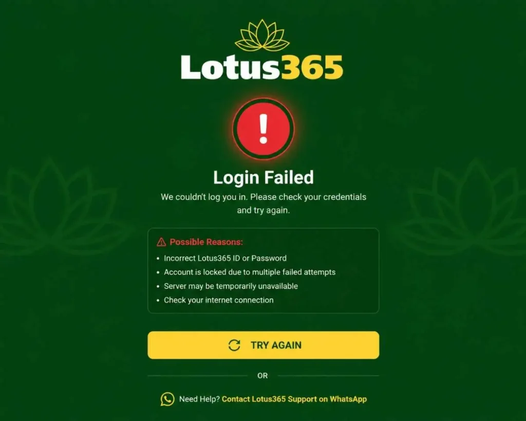 lotus365 login problem