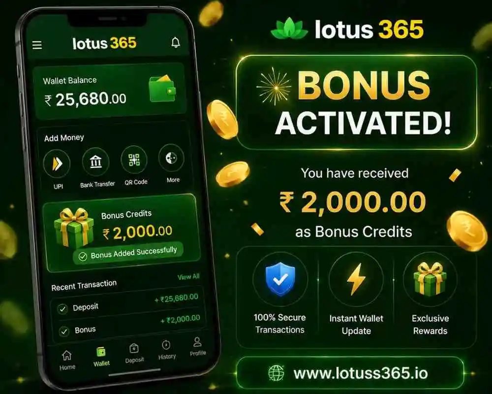 lotus365 deposit bonus india