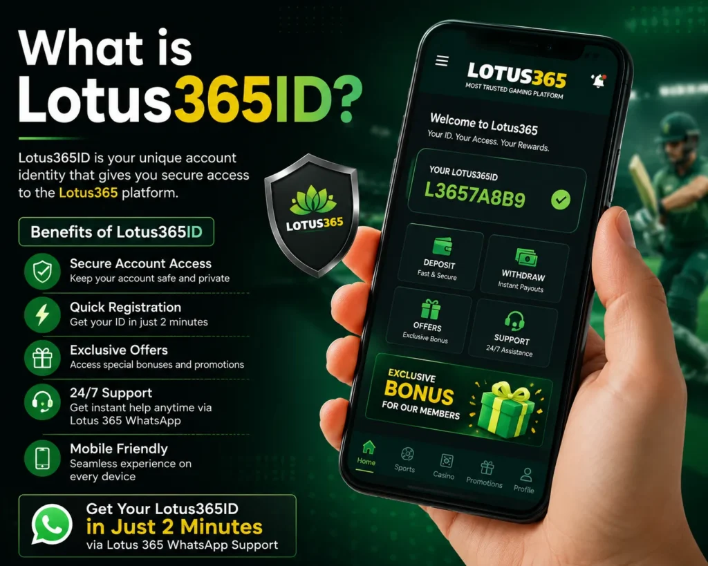 Modern gaming user accessing Lotus365ID on mobile device for quick account registration and secure platform access