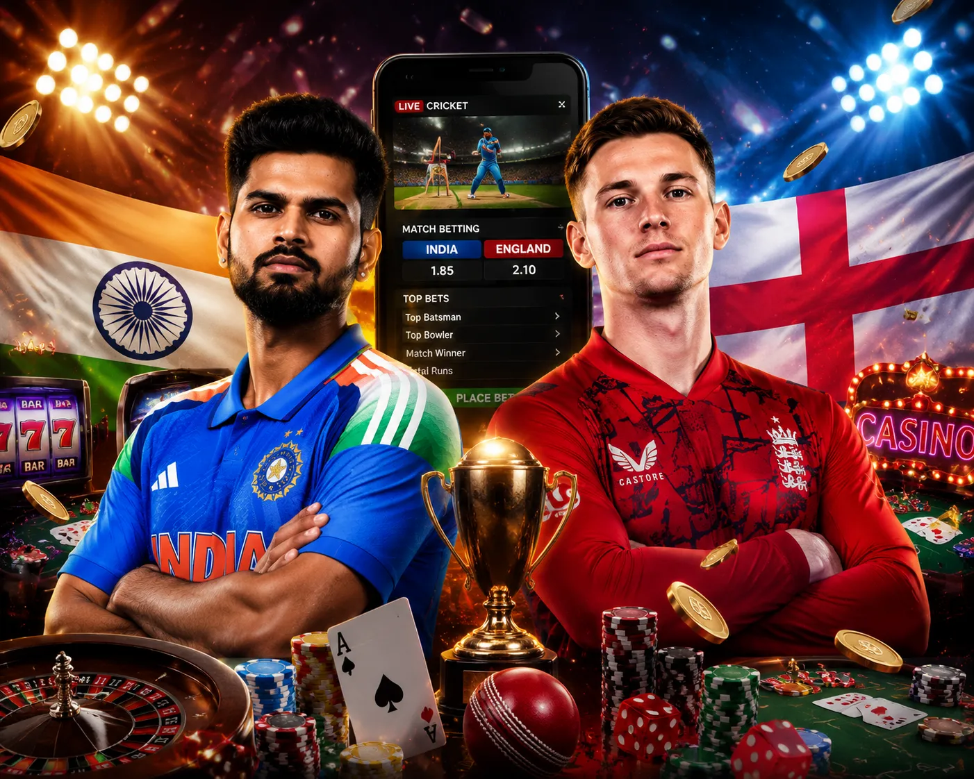India vs England Betting casino promotional poster