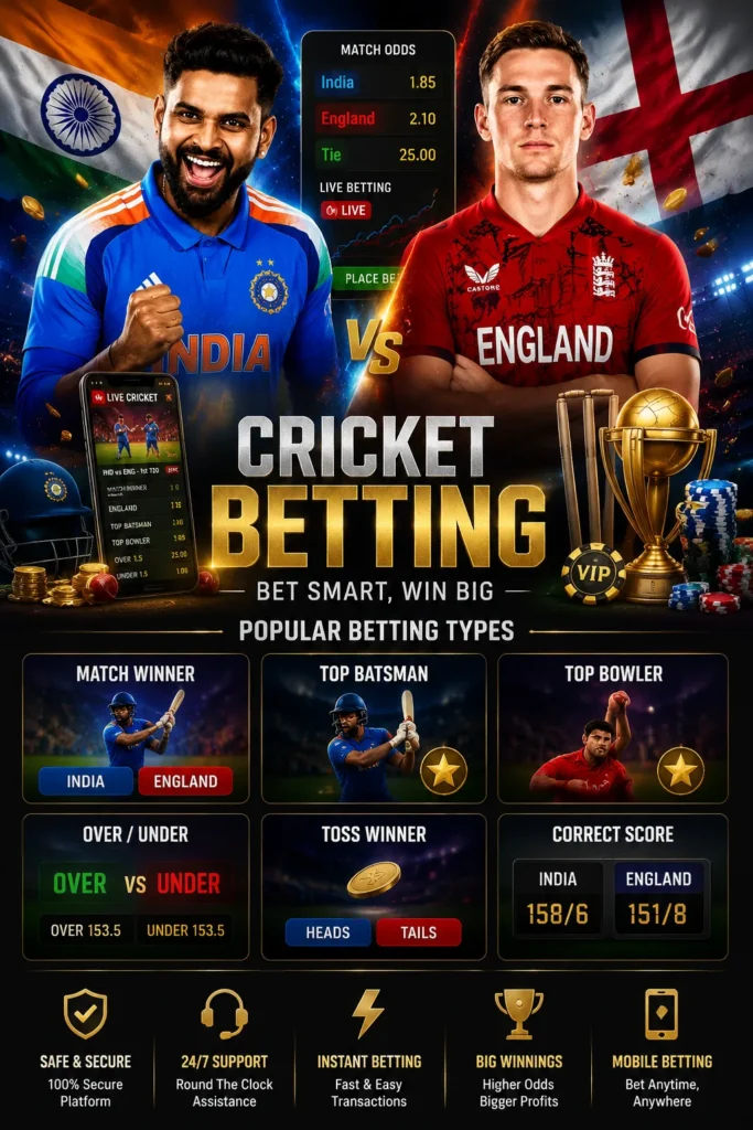 India vs England Betting vertical rivalry poster design