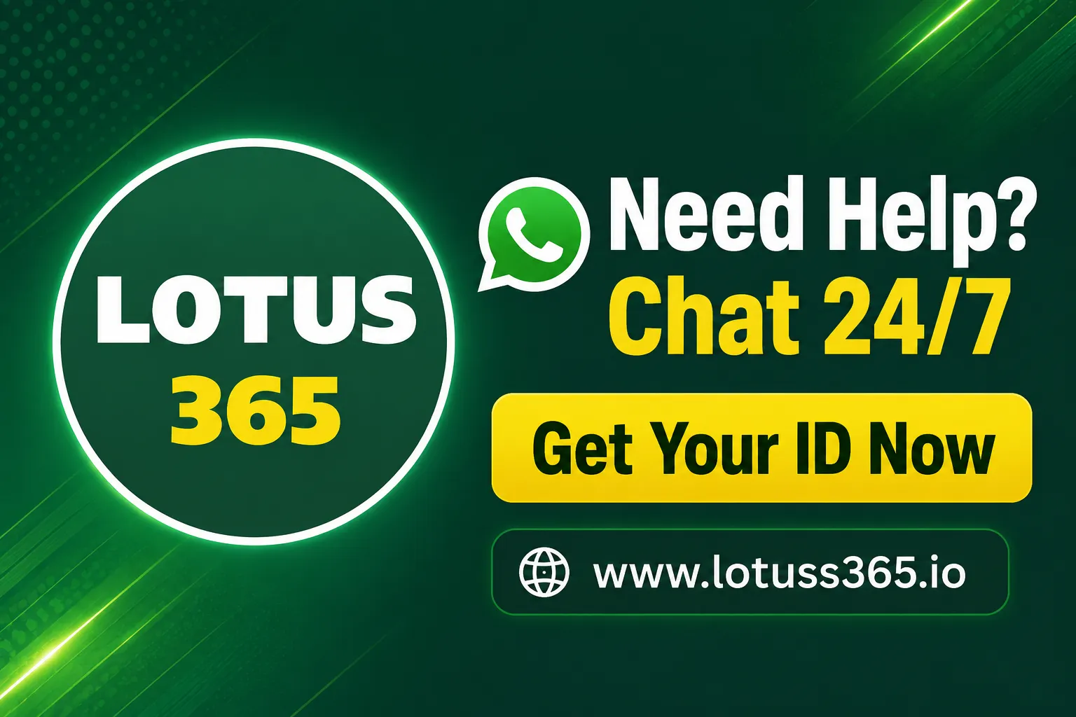 Lotus365 WhatsApp support banner 24/7 customer care for Indian bettors